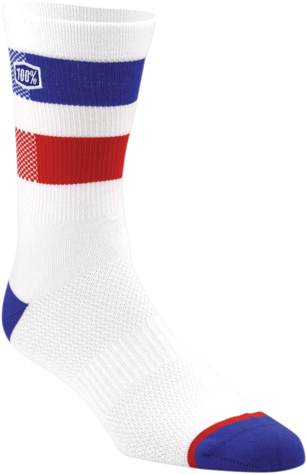 100% Flow Performance Socks - White - Large/XL 20049-00005