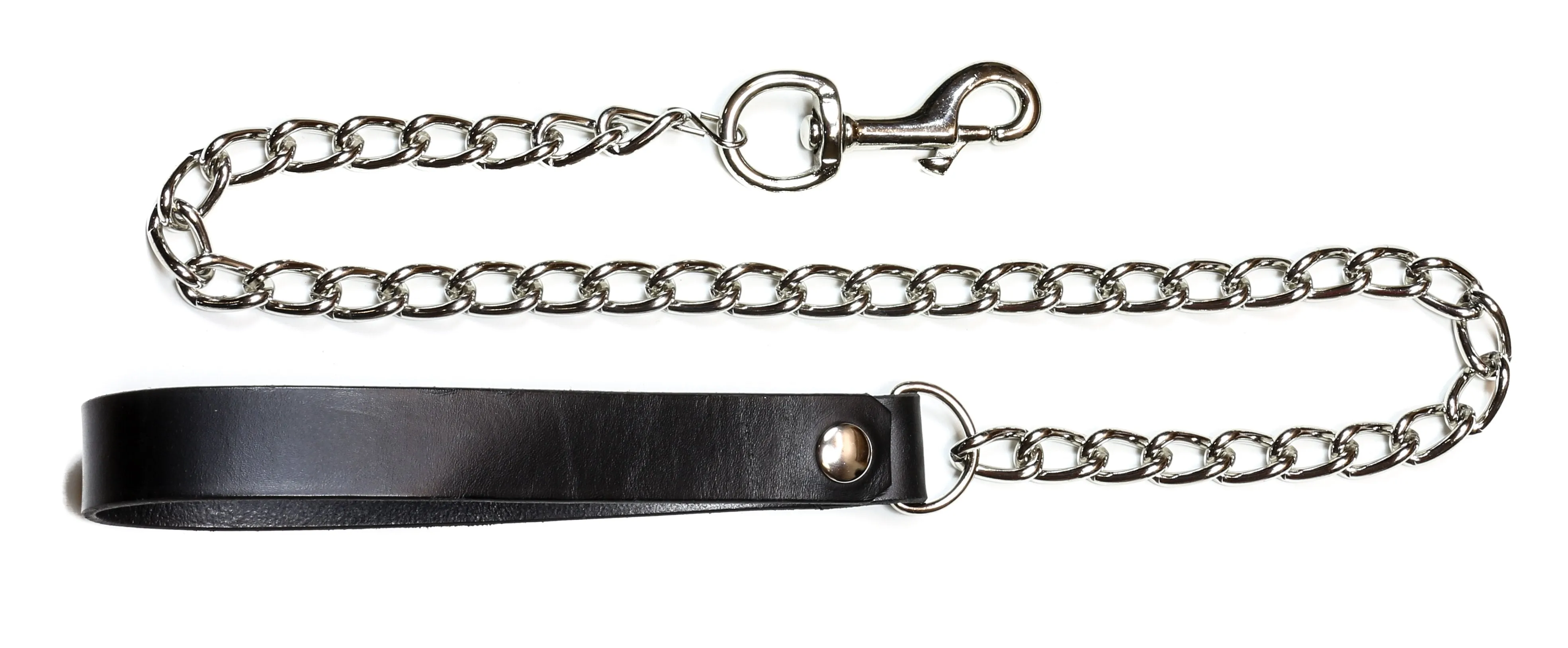 4Mm Thick Very HeavyChain Leash
6" Heavy Genuine Leather Handle
3" Trigger Clasp