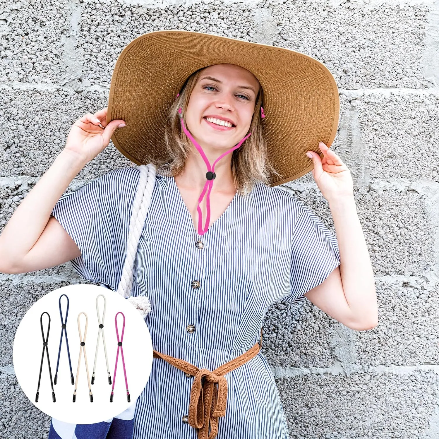 5 Pcs Adjustable Hat Strap Clips Elastic Hats Removable Chin Cord, Windproof Hat Strap Clips Anti-Lost Cap Strap Clips