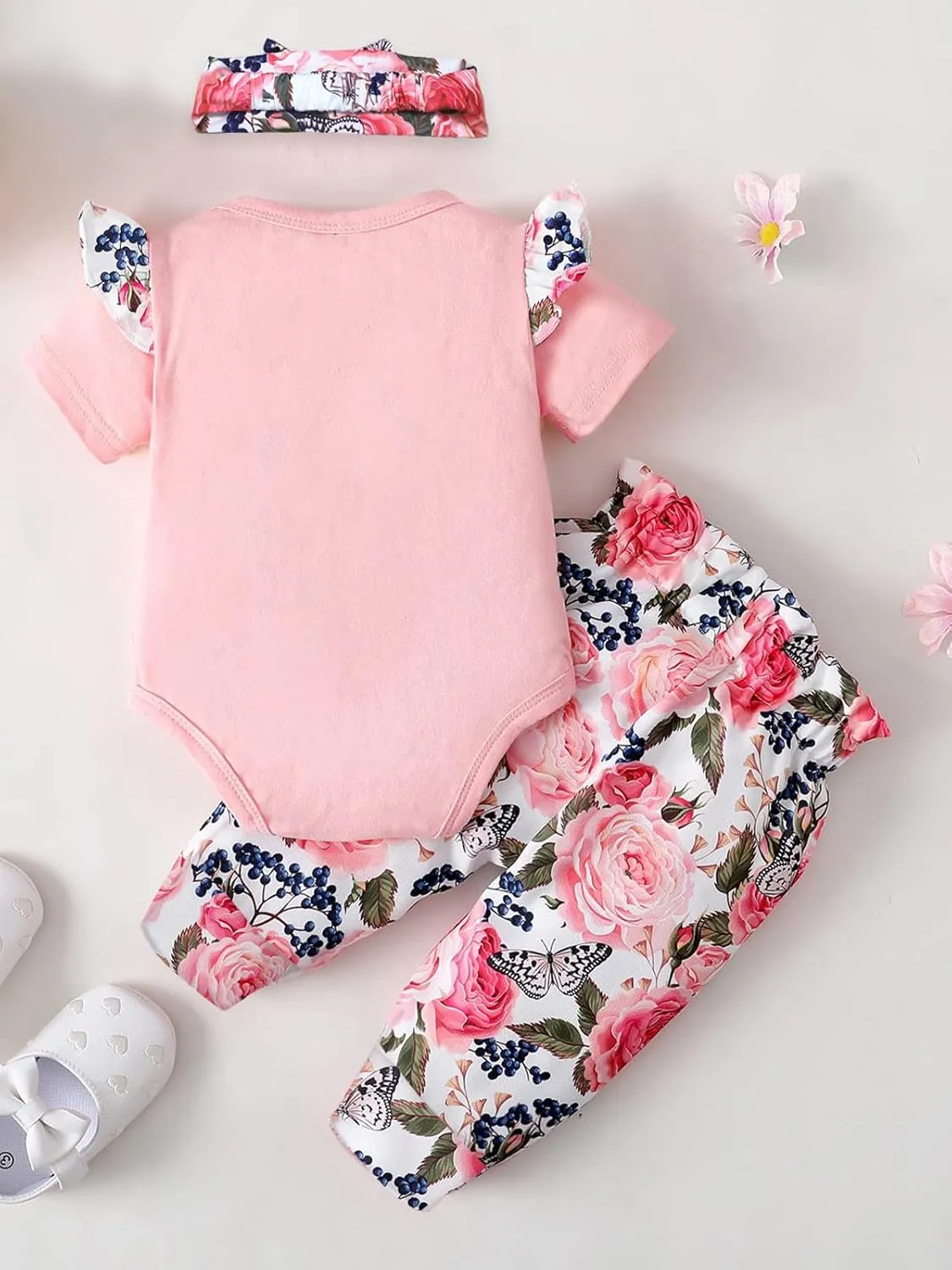 AMAWMW Baby Girl Clothes Set Daddys Little Girl Ruffle Romper Top Camouflage Pants Newborn Infant Baby Girl Outfit