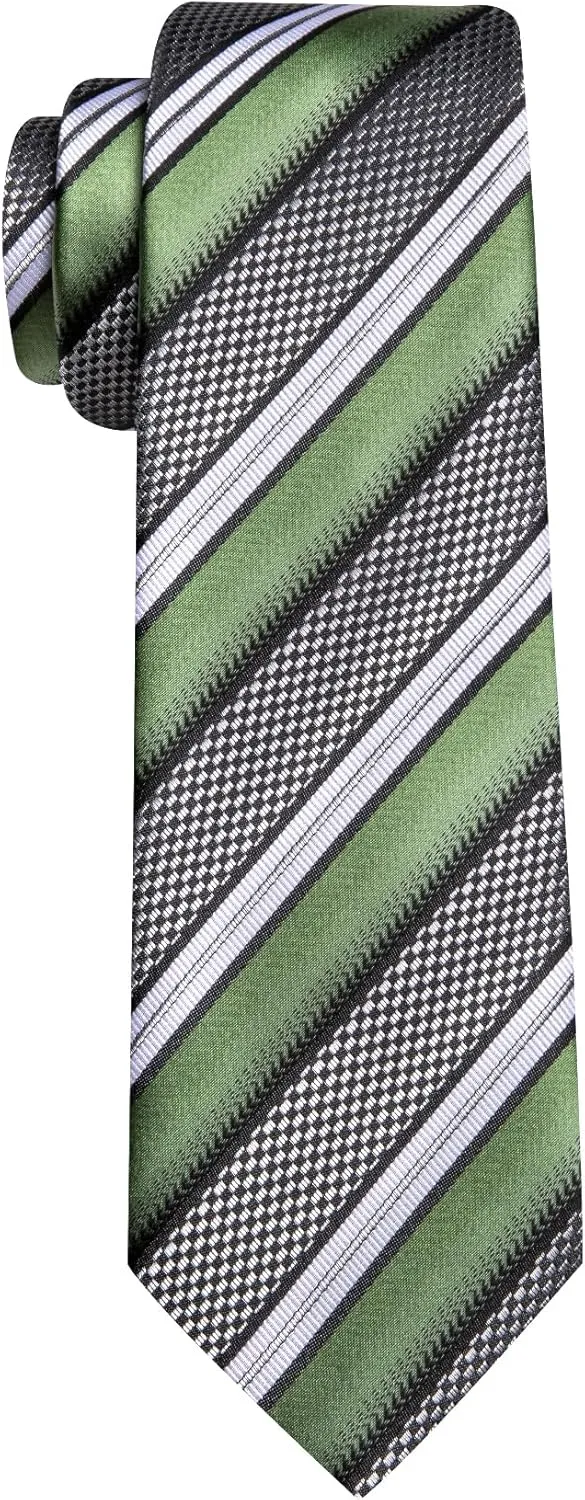 Barry.Wang Mens Tie Set Plaid Check Neckties Formal Business Wedding Luxury Pocket Square Cufflinks