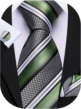 Barry.Wang Mens Tie Set Plaid Check Neckties Formal Business Wedding Luxury Pocket Square Cufflinks
