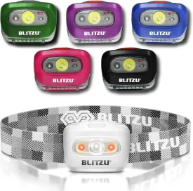BLITZU LED Headlamp Flashlight for Adults & Kids, Lightweight, Waterproof Head Lamp with White & Red Light, Comfortable Headband, Perfect for Running, Camping, Hiking, 3 AAA Batteries Included, White