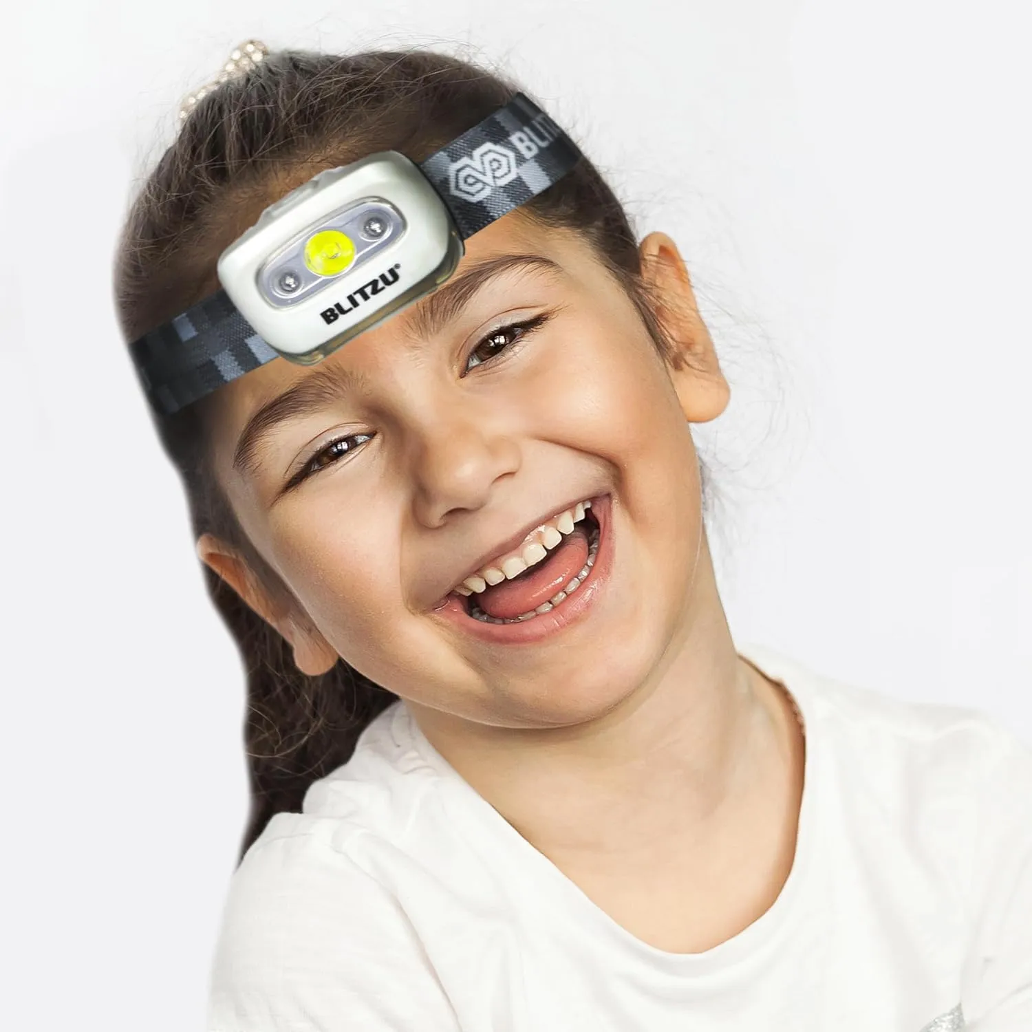 BLITZU LED Headlamp Flashlight for Adults & Kids, Lightweight, Waterproof Head Lamp with White & Red Light, Comfortable Headband, Perfect for Running, Camping, Hiking, 3 AAA Batteries Included, White