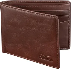 Claasico Mens Bifold Wallet for Men  Genuine Leather RFID Wallet, Slim Billfold Cardholder w/ID Window  Gift Box Included