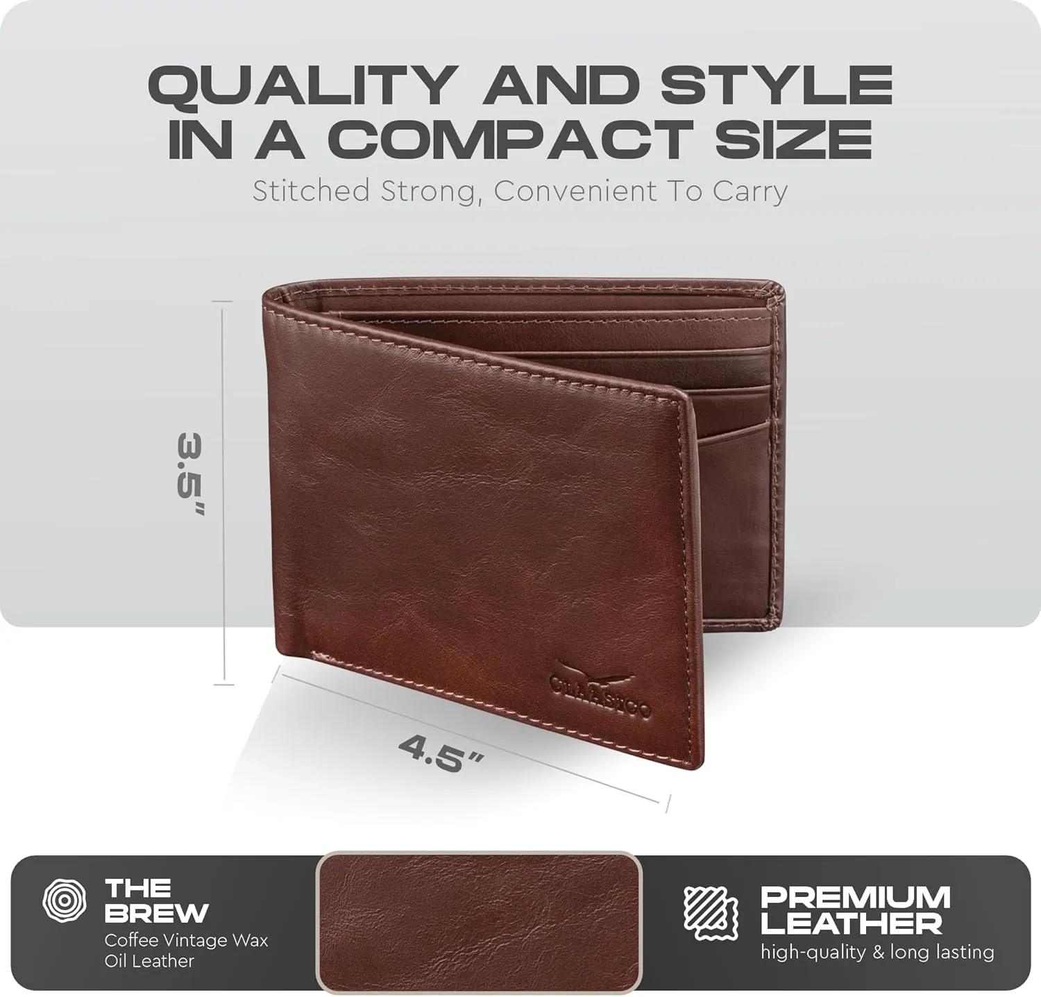 Claasico Mens Bifold Wallet for Men  Genuine Leather RFID Wallet, Slim Billfold Cardholder w/ID Window  Gift Box Included