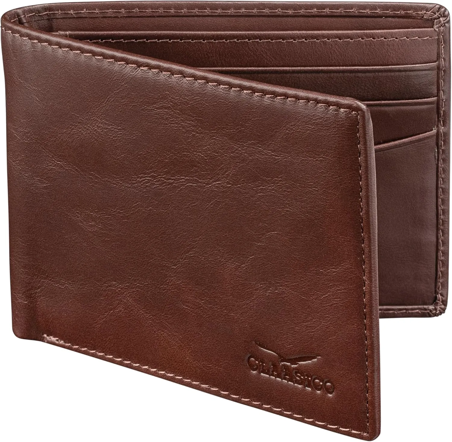 Claasico Mens Bifold Wallet for Men  Genuine Leather RFID Wallet, Slim Billfold Cardholder w/ID Window  Gift Box Included