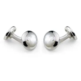 Deakin & Francis Cufflinks Sterling Silver Oval White Mother of Pearl