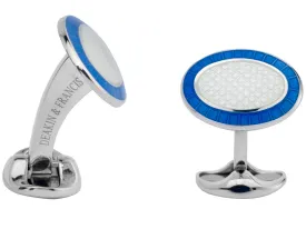 Deakin & Francis Cufflinks Sterling Silver Sky Blue & Clear Enamel