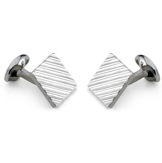 Deakin & Francis Cufflinks Sterling Silver Square Engine Turned