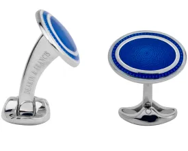 Deakin & Francis Cufflinks Sterling Silver White Royal Blue Enamel