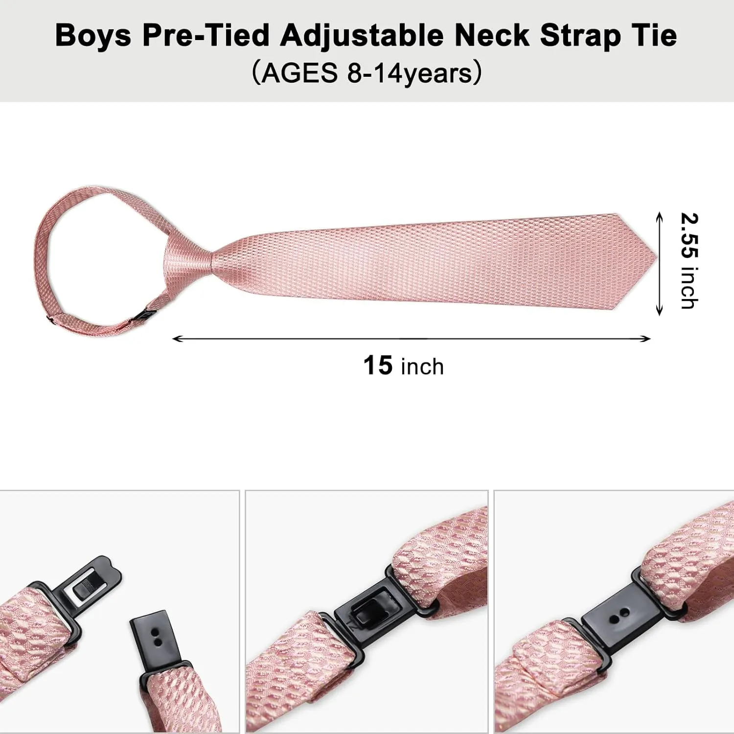 DiBanGu 2PCS Set for Father and Son Tie Silk Mens and Boys Adjustable Necktie & Pocket Square Cufflinks Kids Pre-tied Necktie