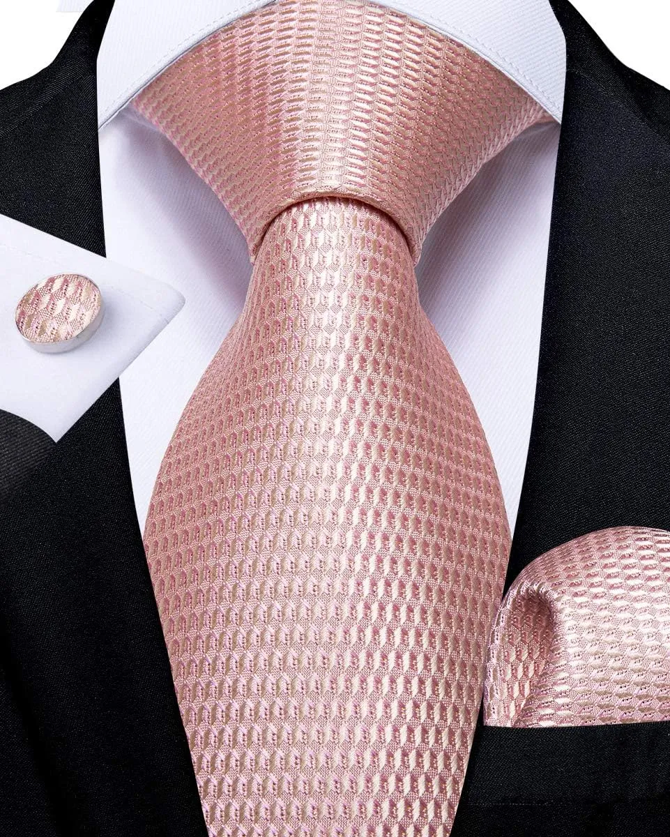 DiBanGu 2PCS Set for Father and Son Tie Silk Mens and Boys Adjustable Necktie & Pocket Square Cufflinks Kids Pre-tied Necktie