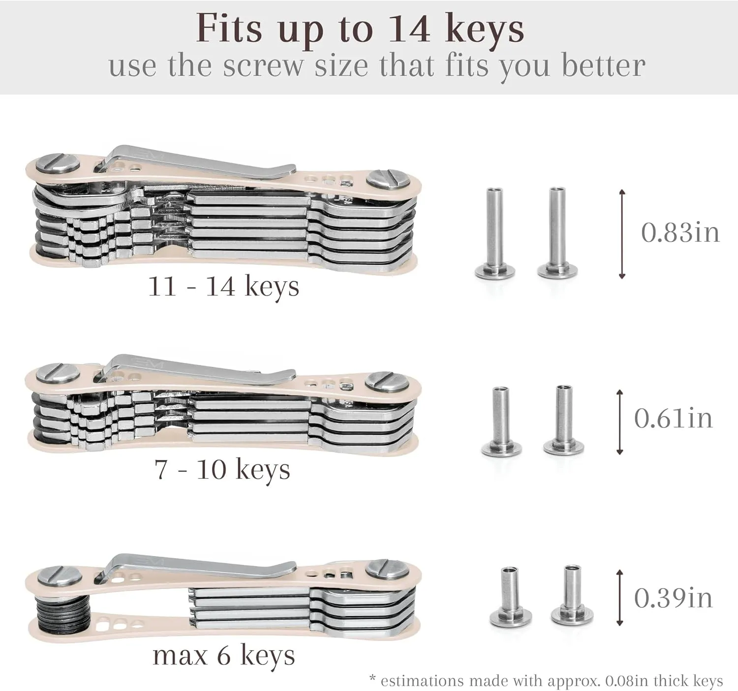 EM Premium Products Compact Key Holder - Pocket Key Organizer - 14 Keys Key Bar