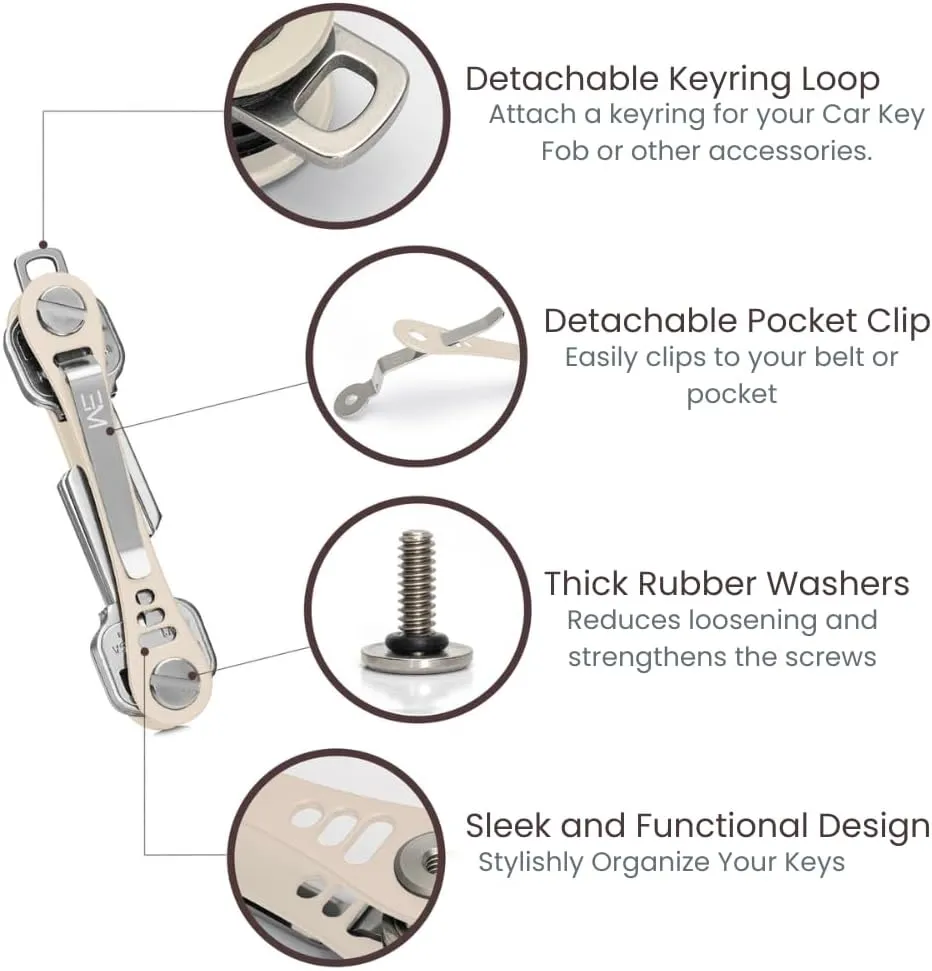 EM Premium Products Compact Key Holder - Pocket Key Organizer - 14 Keys Key Bar