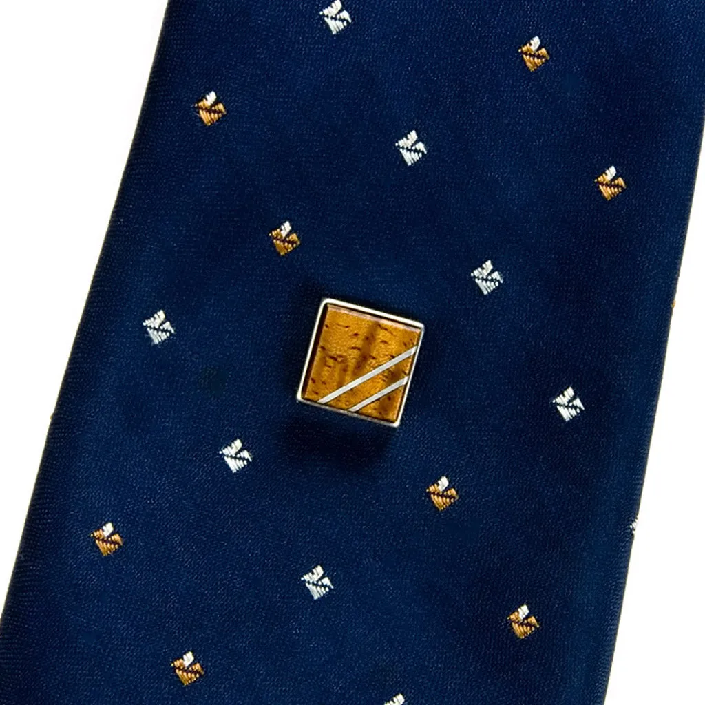 Hawaiian Koa Sterling Silver Inlay Tie Tack / Lapel Pin
