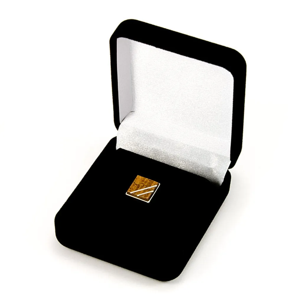 Hawaiian Koa Sterling Silver Inlay Tie Tack / Lapel Pin