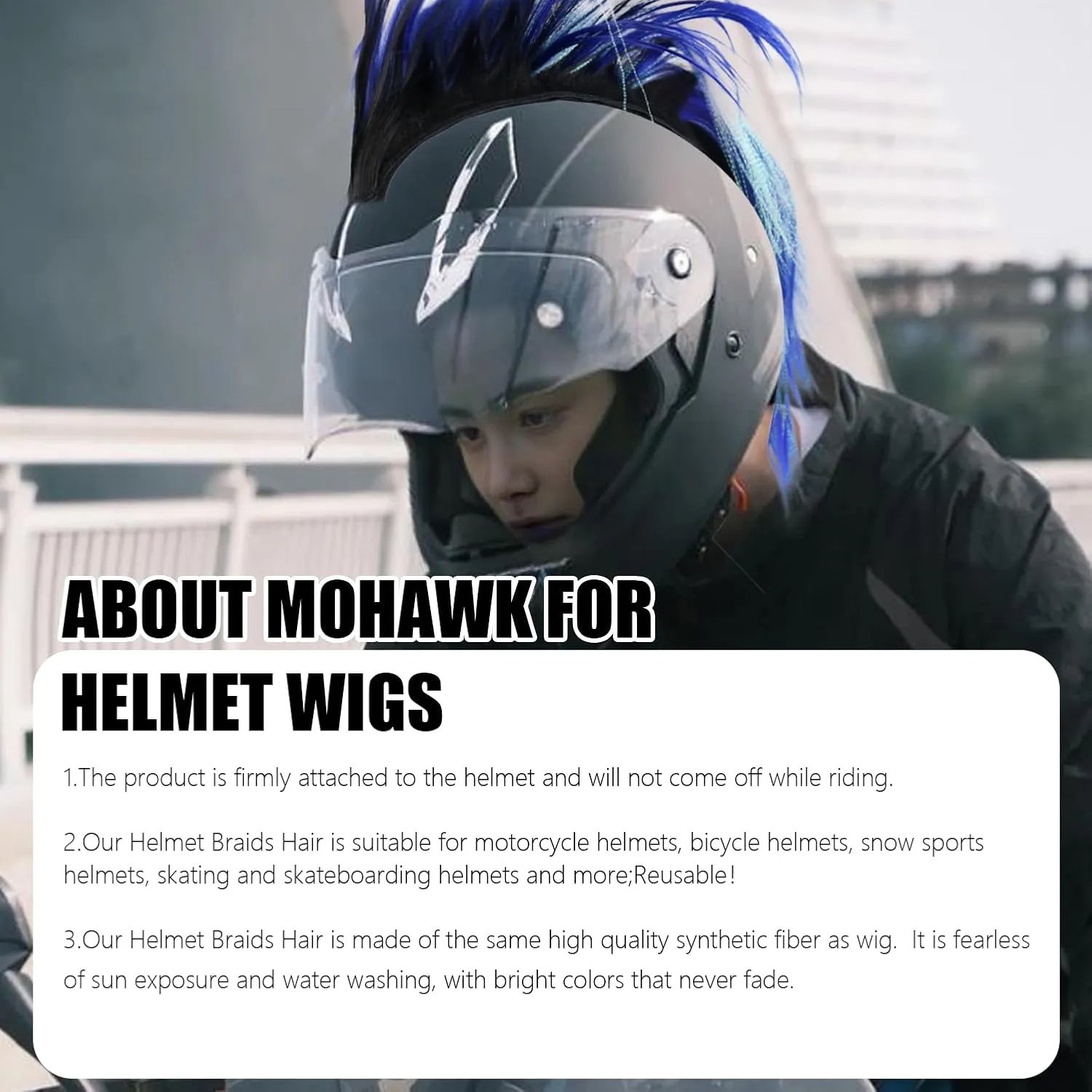 Helmet Wigs Haair Helmet Mohawk Helmet Decoration Hawk for Motorcycle Bicycle Snowboarding Skiing Biking Cycling Helmets