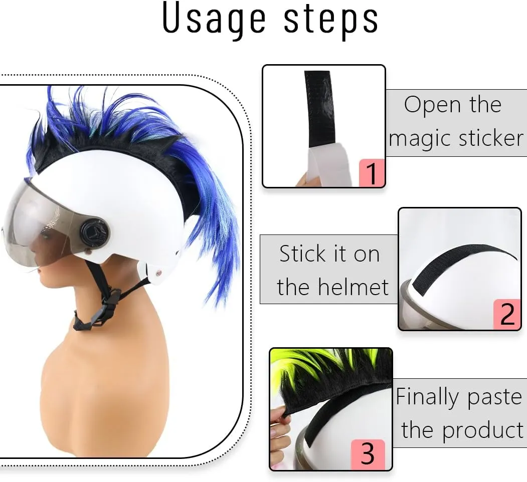 Helmet Wigs Haair Helmet Mohawk Helmet Decoration Hawk for Motorcycle Bicycle Snowboarding Skiing Biking Cycling Helmets