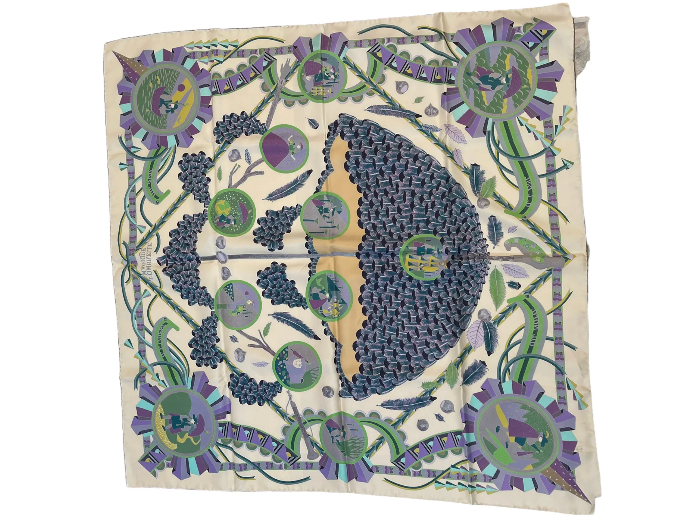 Hermès Multi Colour "L'Ombrelle Magique" Prink Scarf