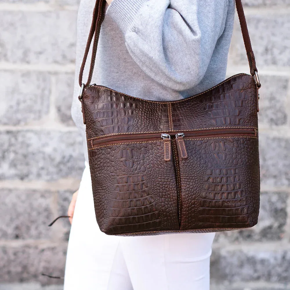 Jack Georges Hornback Croco Hobo Bag