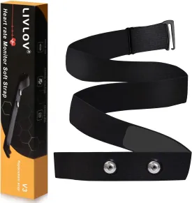 LIVLOV Heart Rate Monitor Replacement Strap, Chest Replacement Strap Compatible with Wahoo Tickr Polar H7 Garmin HRM Coospo, IP67 Waterproof, Adjustable Soft Size M to XXL