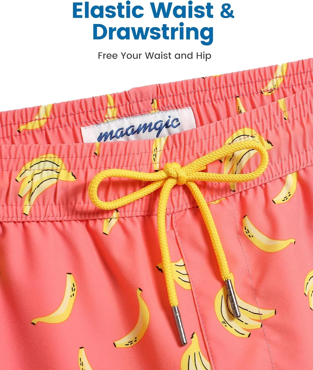 maamgic Mens Swim Trunks with Compression Liner Short Stretch Mens Bathing Suit Quick Dry Swimming Trunks Swimsuit