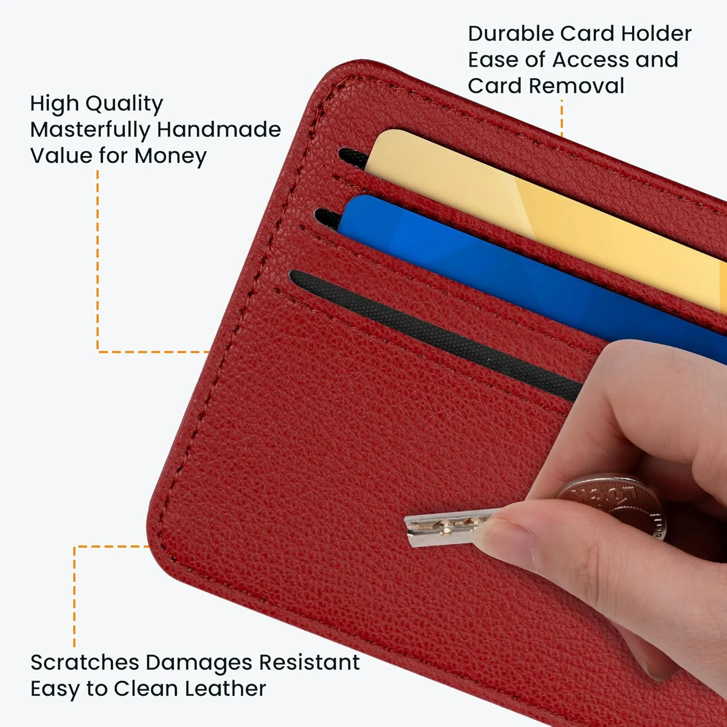 Mayski Minimalist Wallet Credit Card Holder for Women, RFID Credit Card Holder Card Cases, Slim Pocket Wallet with ID Window for Women Men, Red