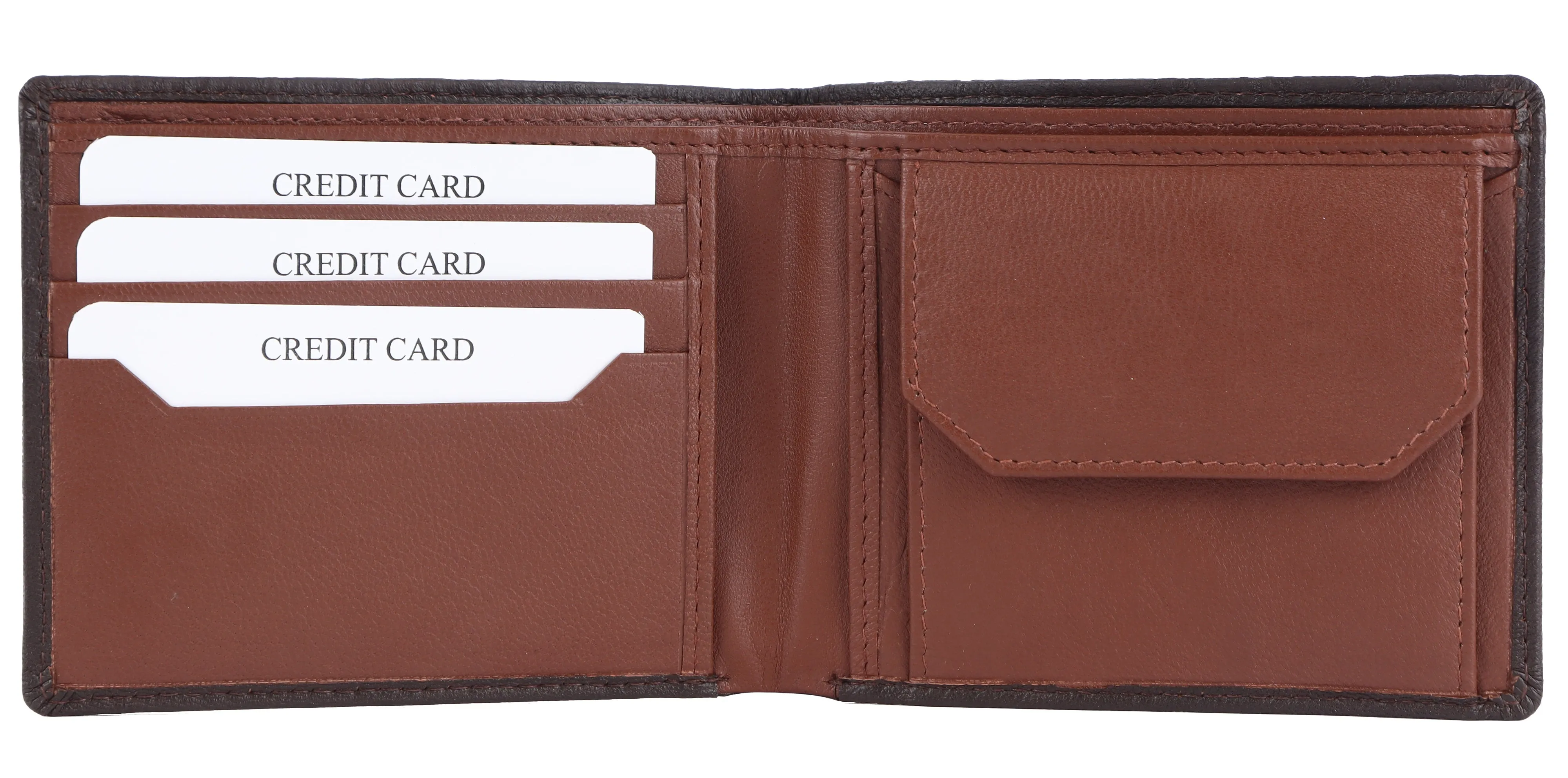 MENS LEATHER RFID WALLET WITH KEY RING COMBO 93706 (BROWN)