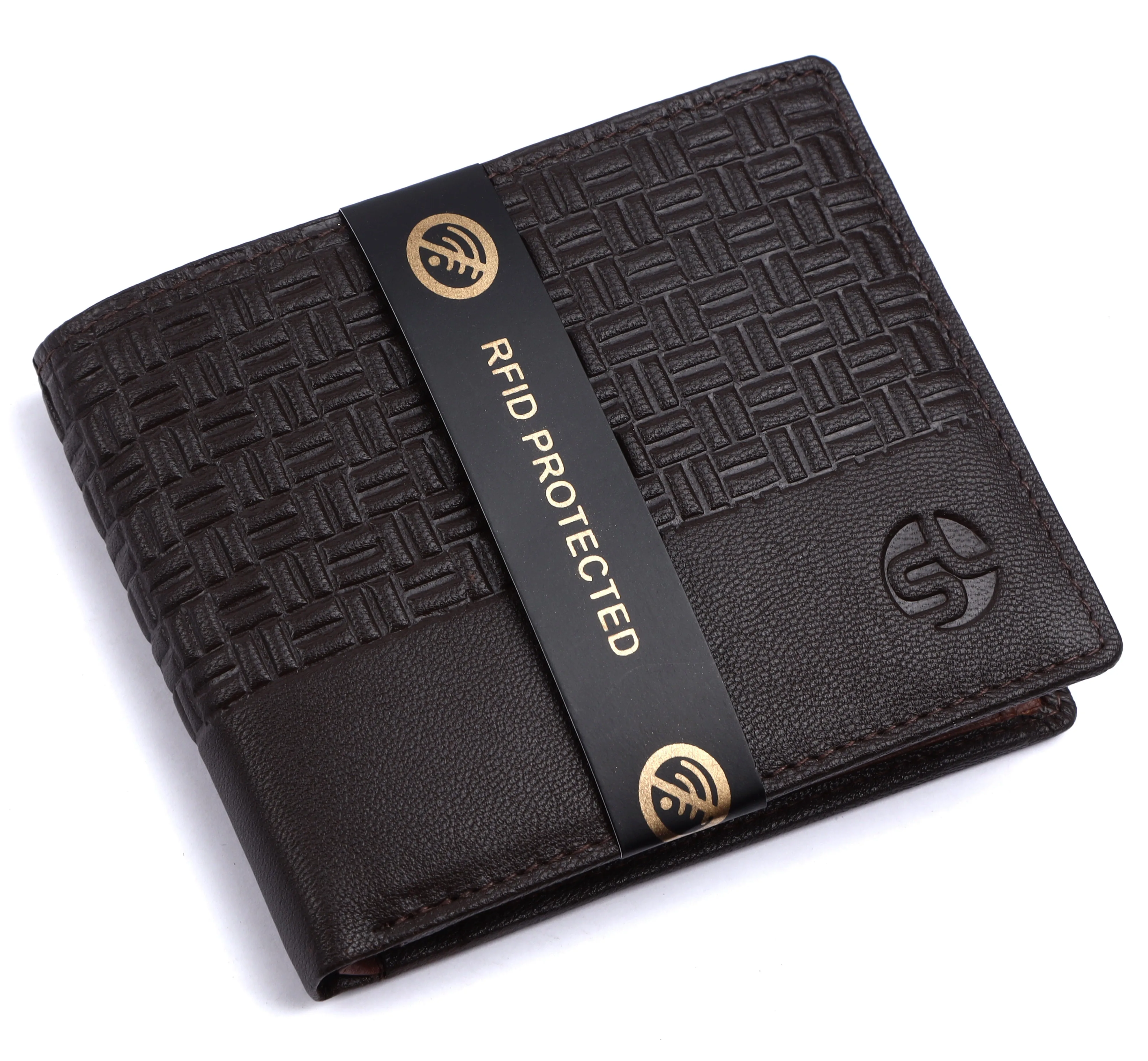 MENS LEATHER RFID WALLET WITH KEY RING COMBO 93706 (BROWN)
