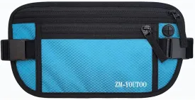 Money Belt for Travel - Hidden Travel Pouch Protect Your Credit and Money With RFID Blocking Passport Holder Waist Wallet (Blue)