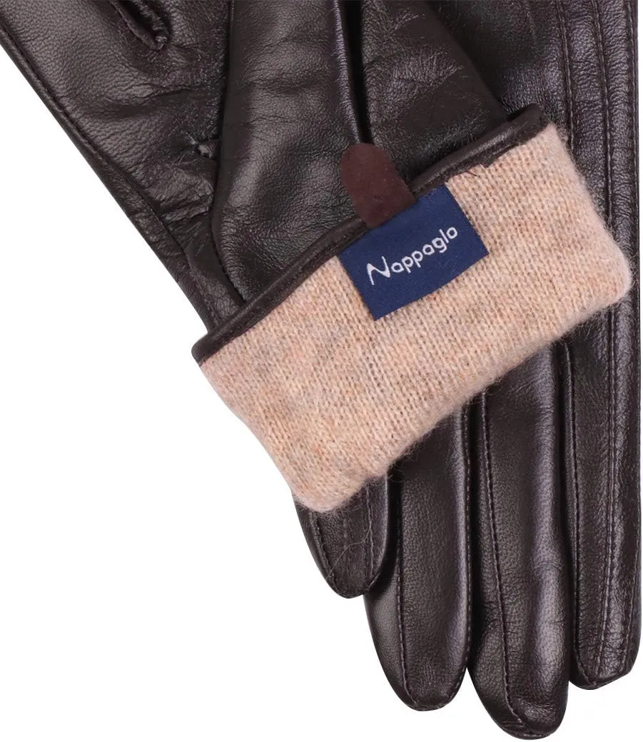 Nappaglo Nappa Leather Gloves Warm Handmade Curve Lambskin for Women