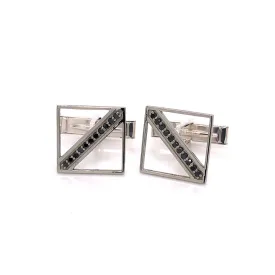 Oxidized Sterling Silver Black Diamond Cufflinks