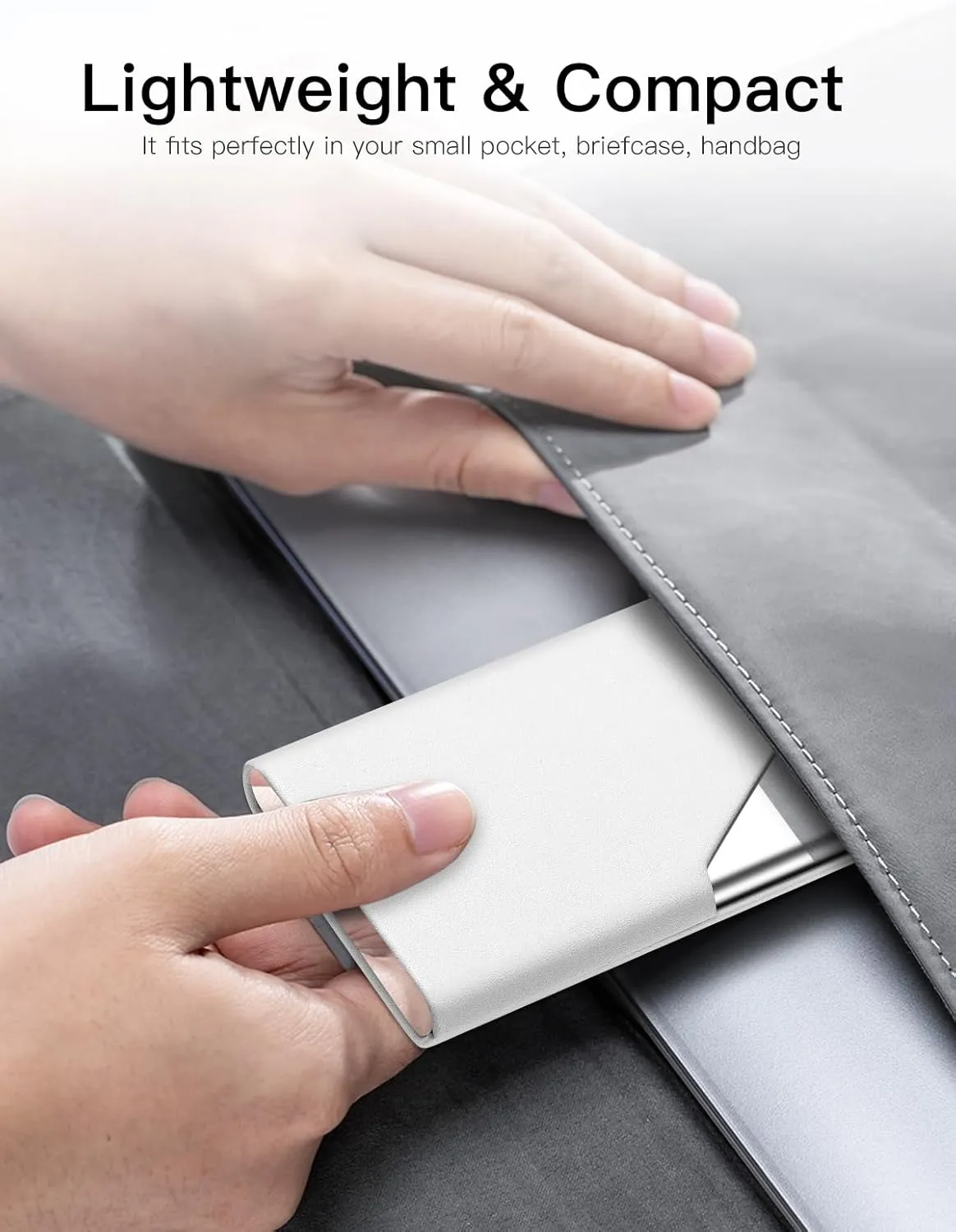 Padike Business Card Holder, Upgraded Leather Business Card Case Pocket Card Holders for Men or Women, Metal Slim Name Card Holder RFID Blocking Business Card Carrier with Magnetic Closure (Y-WH)