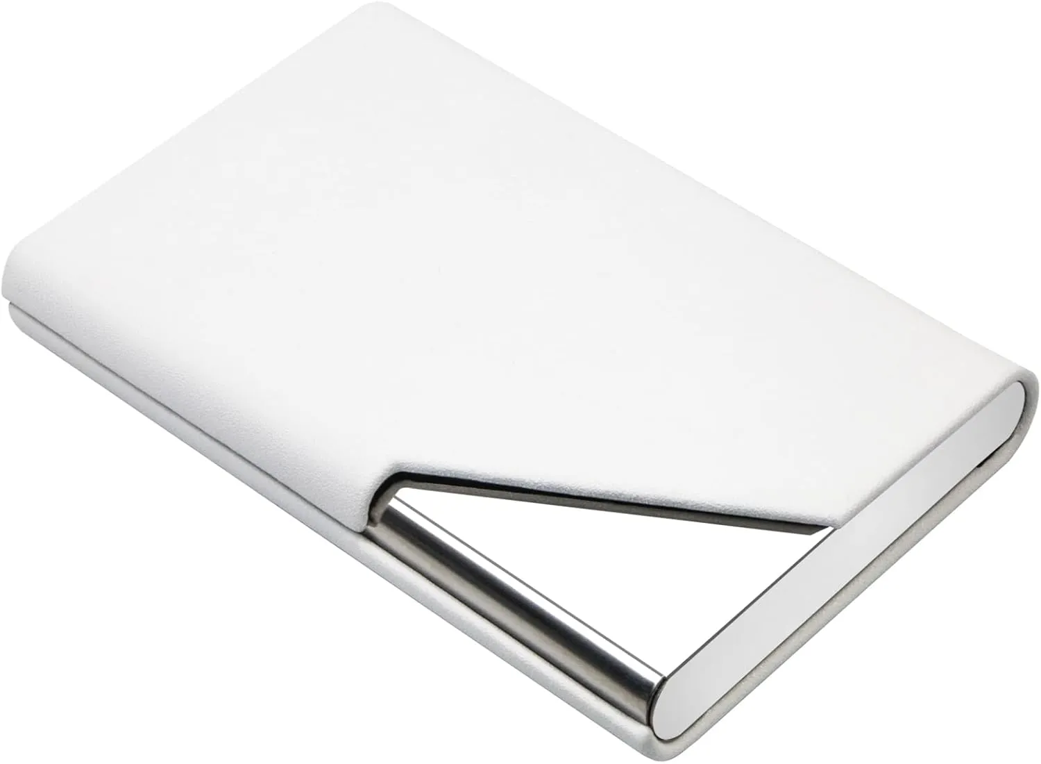 Padike Business Card Holder, Upgraded Leather Business Card Case Pocket Card Holders for Men or Women, Metal Slim Name Card Holder RFID Blocking Business Card Carrier with Magnetic Closure (Y-WH)