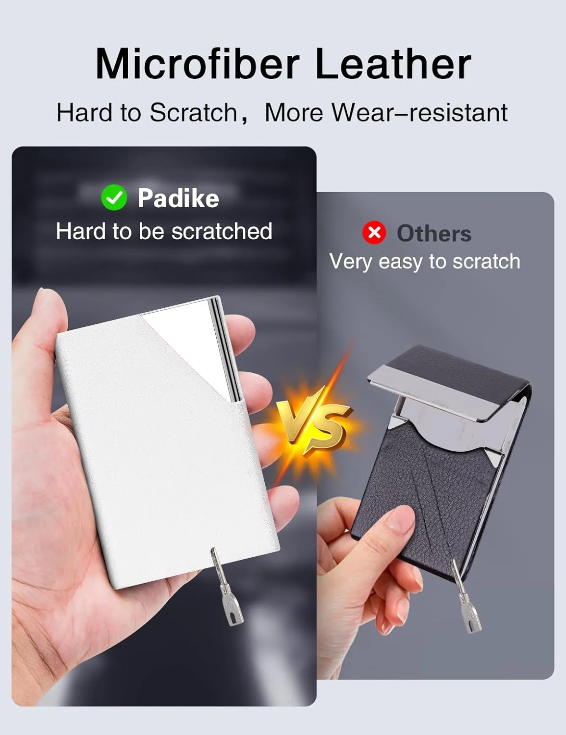 Padike Business Card Holder, Upgraded Leather Business Card Case Pocket Card Holders for Men or Women, Metal Slim Name Card Holder RFID Blocking Business Card Carrier with Magnetic Closure (Y-WH)