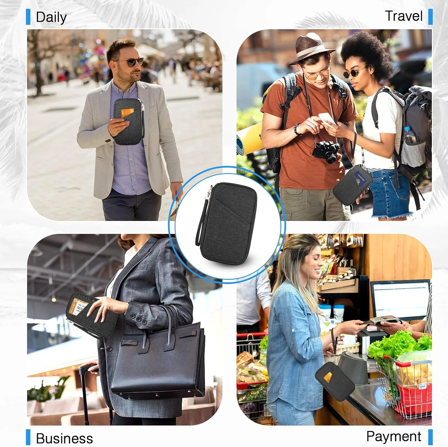 Passport Holder Family RFID Travel Document Organizer for Women Waterproof Passport Wallet Men Portable Case for Cards