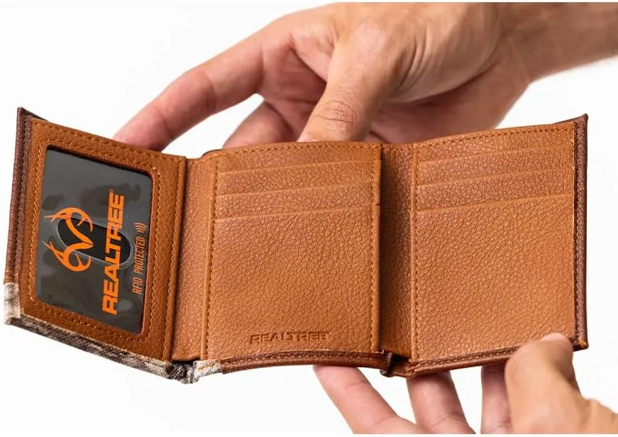 Realtree Camo Slim Card Holder Money Clip Wallets for Men (Shotgun Shell Trifold Wallet)
