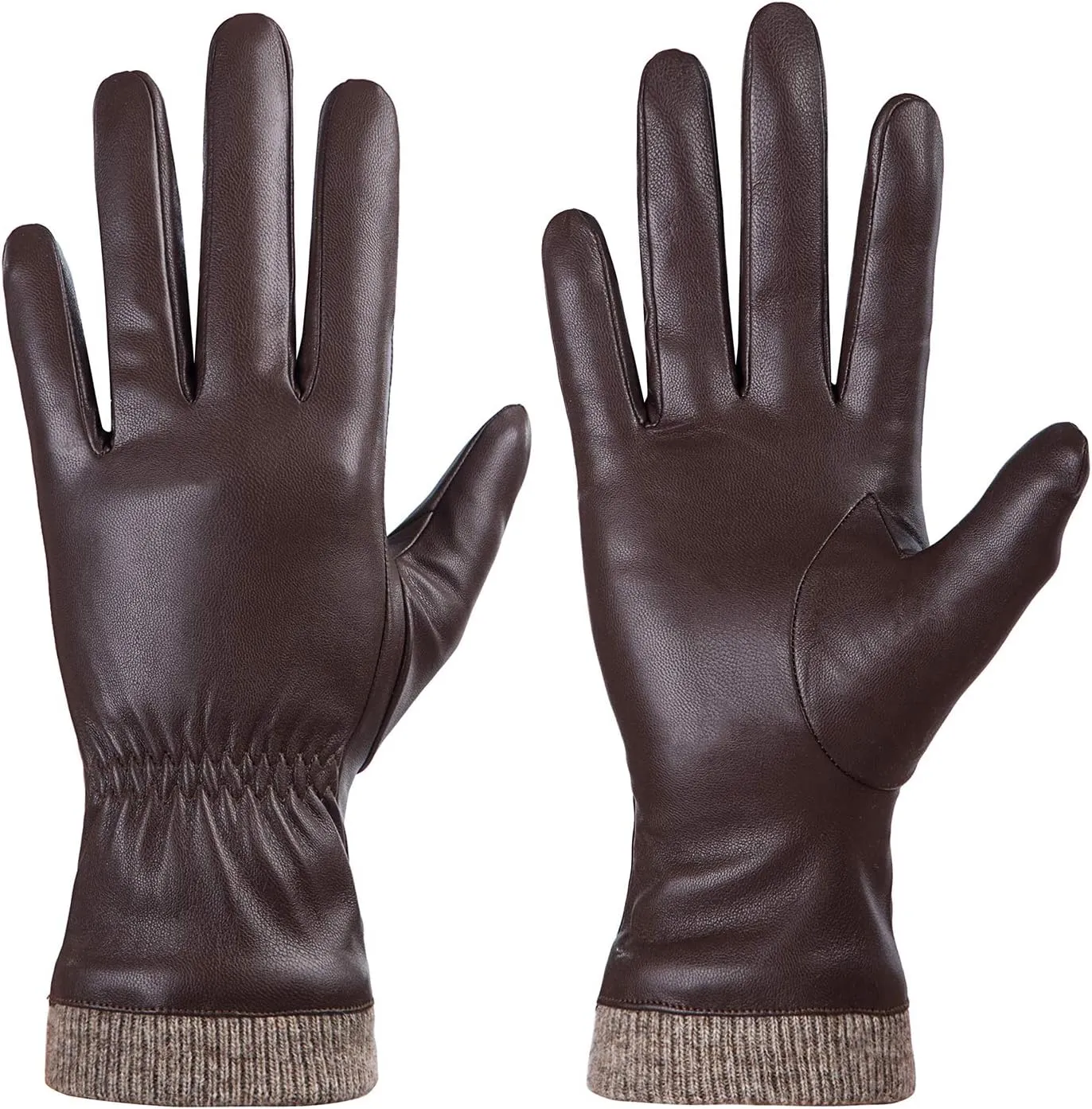 REDESS Winter Leather Gloves for Women, Wool Fleece Lined Warm Gloves, Touchscreen Texting Thick Thermal Snow Driving Gloves