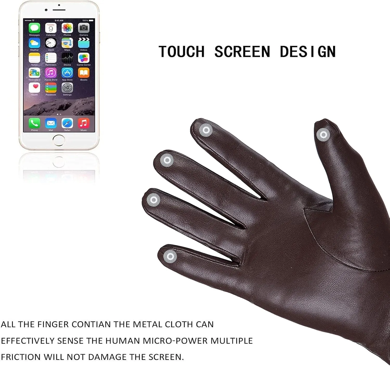 REDESS Winter Leather Gloves for Women, Wool Fleece Lined Warm Gloves, Touchscreen Texting Thick Thermal Snow Driving Gloves