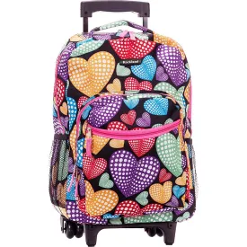 Rockland Luggage 17 Inch Rolling Backpack, Multi Heart