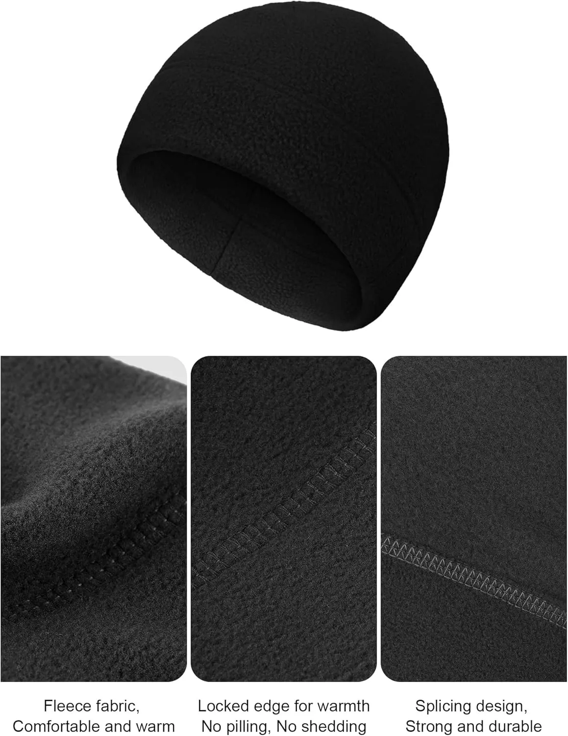 SATINIOR 4 Pieces Cotton Skull Caps for Men Women Fleece Beanies Hat Warm Soft Polar Beanie Hat Thick Windproof Winter