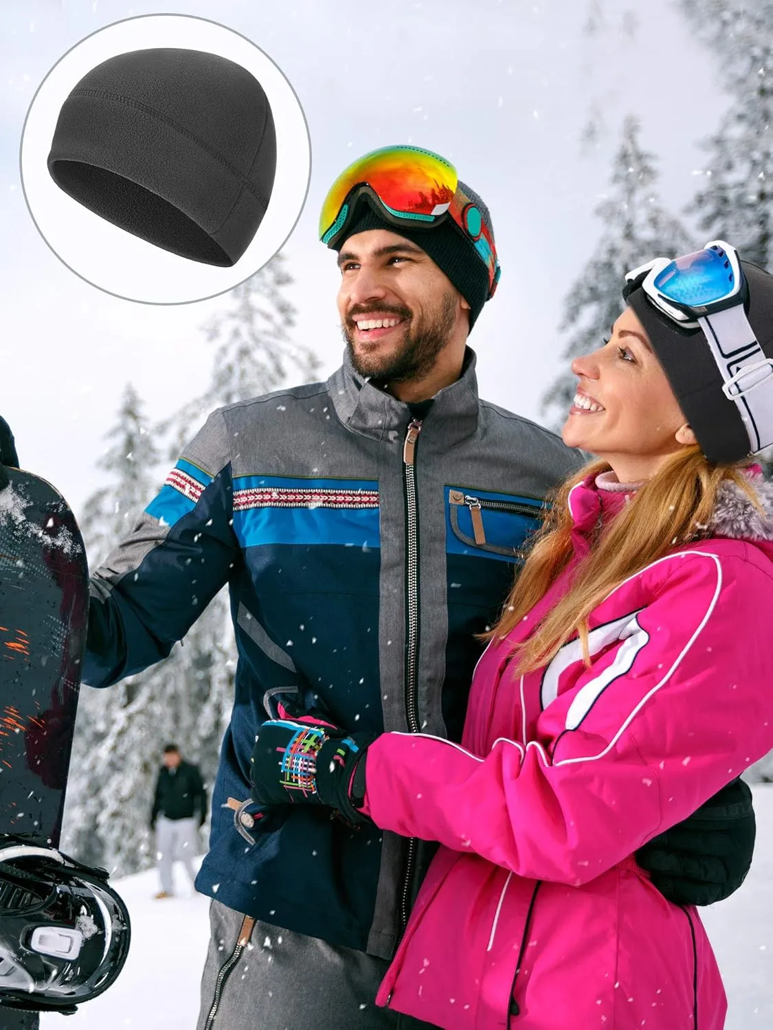 SATINIOR 4 Pieces Cotton Skull Caps for Men Women Fleece Beanies Hat Warm Soft Polar Beanie Hat Thick Windproof Winter