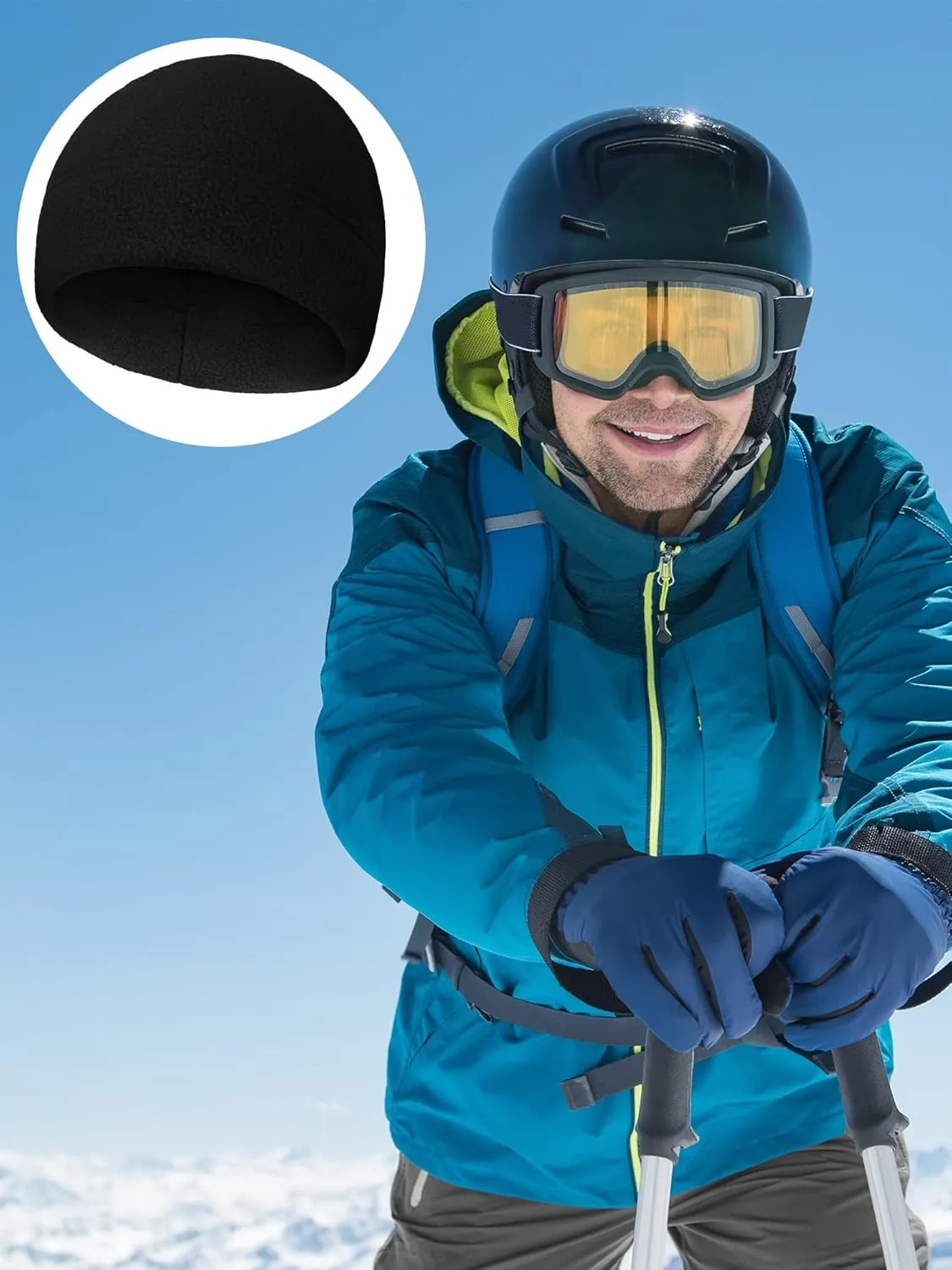 SATINIOR 4 Pieces Cotton Skull Caps for Men Women Fleece Beanies Hat Warm Soft Polar Beanie Hat Thick Windproof Winter
