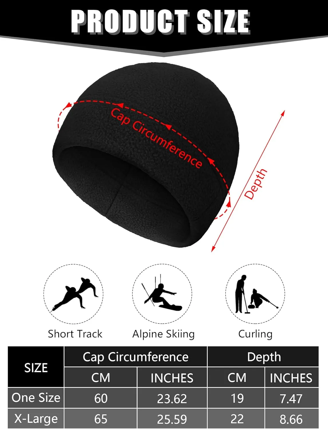 SATINIOR 4 Pieces Cotton Skull Caps for Men Women Fleece Beanies Hat Warm Soft Polar Beanie Hat Thick Windproof Winter
