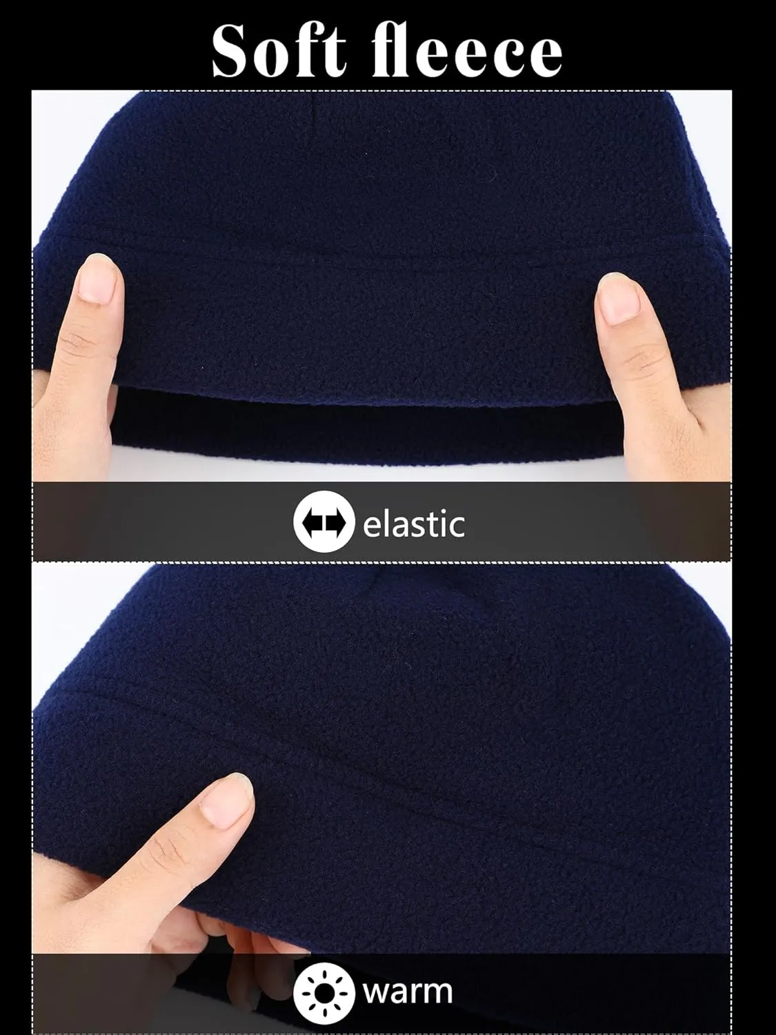 SATINIOR 4 Pieces Cotton Skull Caps for Men Women Fleece Beanies Hat Warm Soft Polar Beanie Hat Thick Windproof Winter