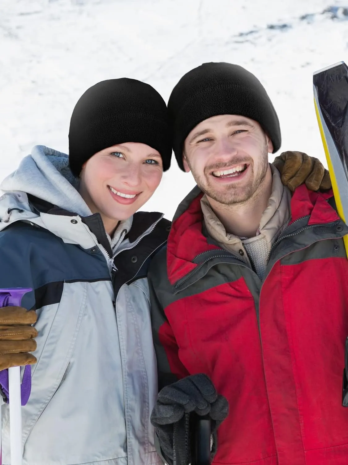 SATINIOR 4 Pieces Cotton Skull Caps for Men Women Fleece Beanies Hat Warm Soft Polar Beanie Hat Thick Windproof Winter
