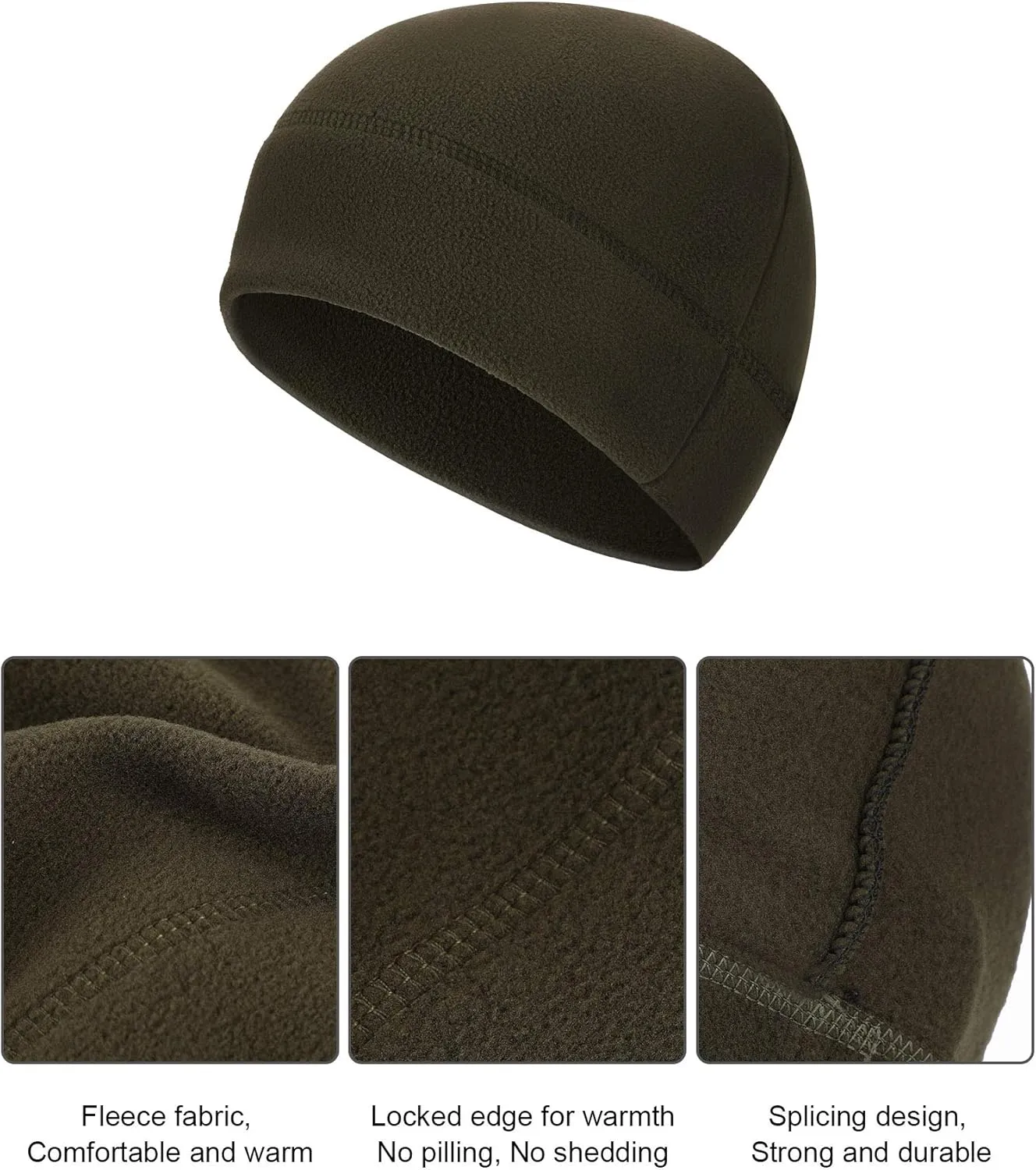 SATINIOR 4 Pieces Cotton Skull Caps for Men Women Fleece Beanies Hat Warm Soft Polar Beanie Hat Thick Windproof Winter