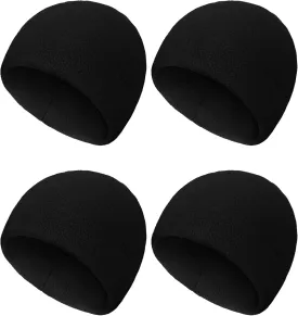 SATINIOR 4 Pieces Cotton Skull Caps for Men Women Fleece Beanies Hat Warm Soft Polar Beanie Hat Thick Windproof Winter