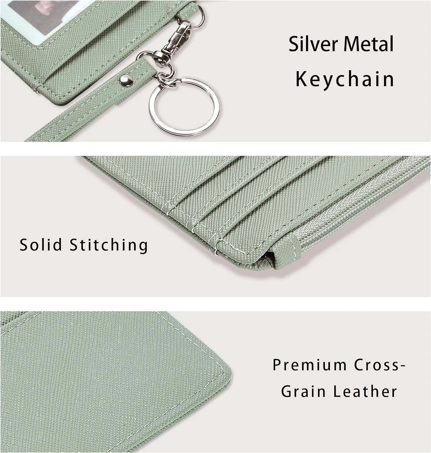 SEAVILIA Small Wallet for Women Slim Wristlet Keychain Wallets RFID Credit Card Holder With Zipper Pocket, ID Window (Light Green)